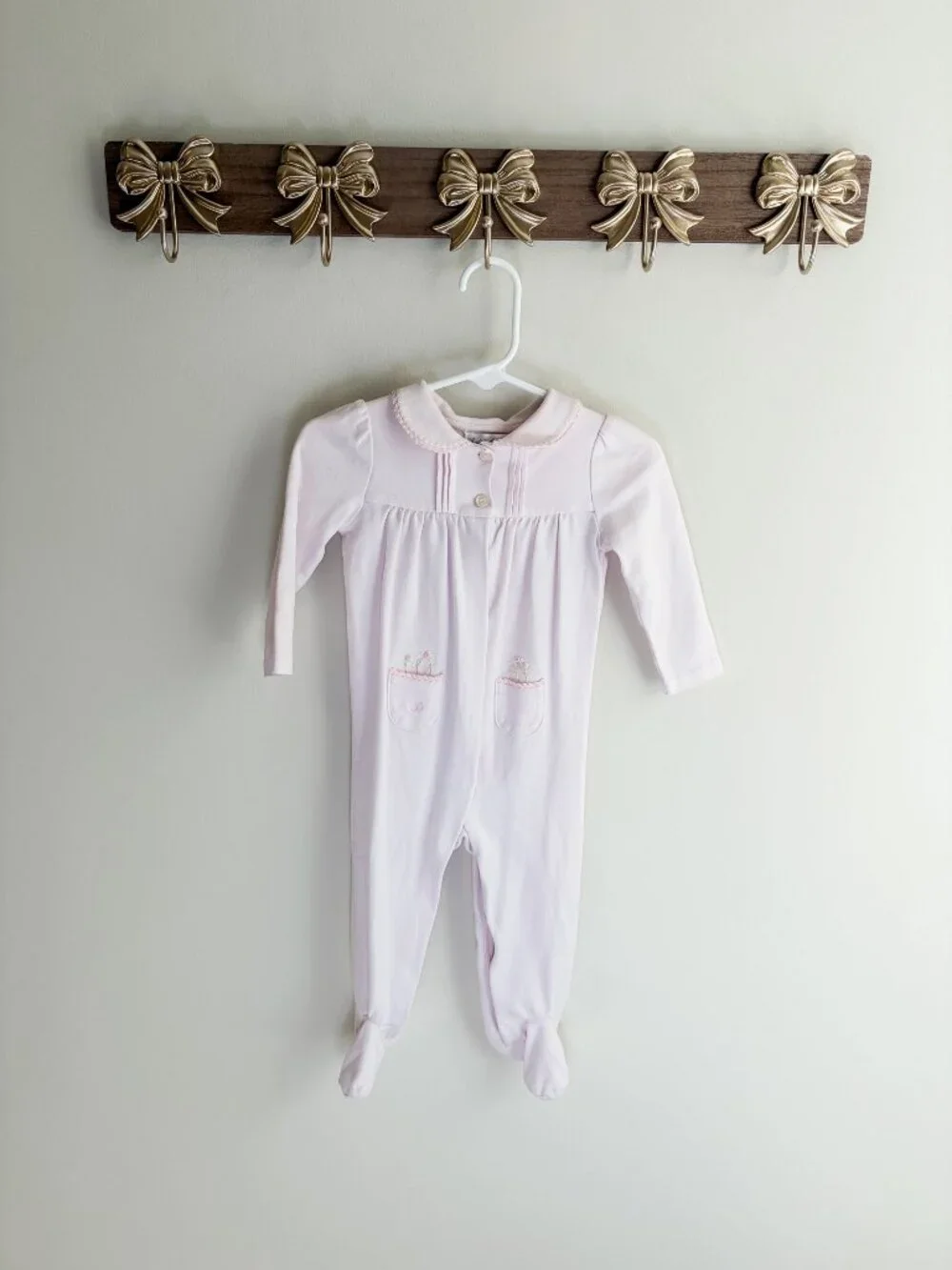 Ralph Lauren girls size 9 months Light Pink Cotton Footed One piece Pima cotton